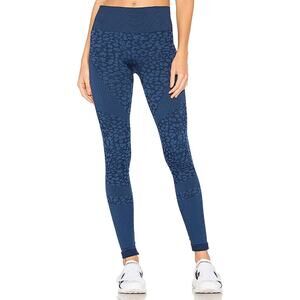 Revolve Varley Quincy Womens Seamless Leggings Small Navy Leopard Workout Yoga